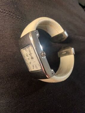 White Leather Cuff Watch - Style & Co. Quartz Women's Wearable
